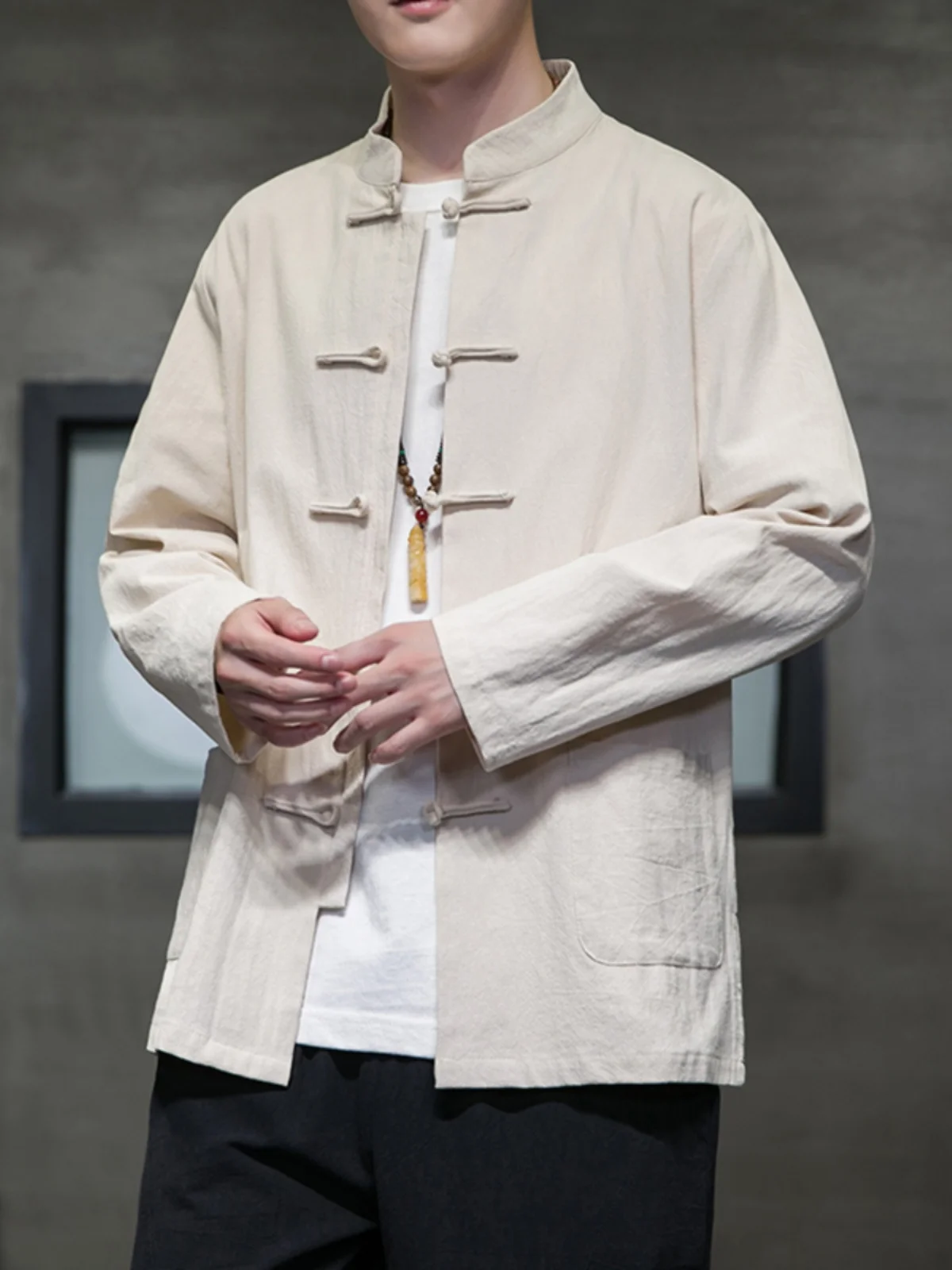 

New Chinese Sle Men's Linen irt Summer Collection Casual Long Sve Faionable Urban Loose Fit Button down irt