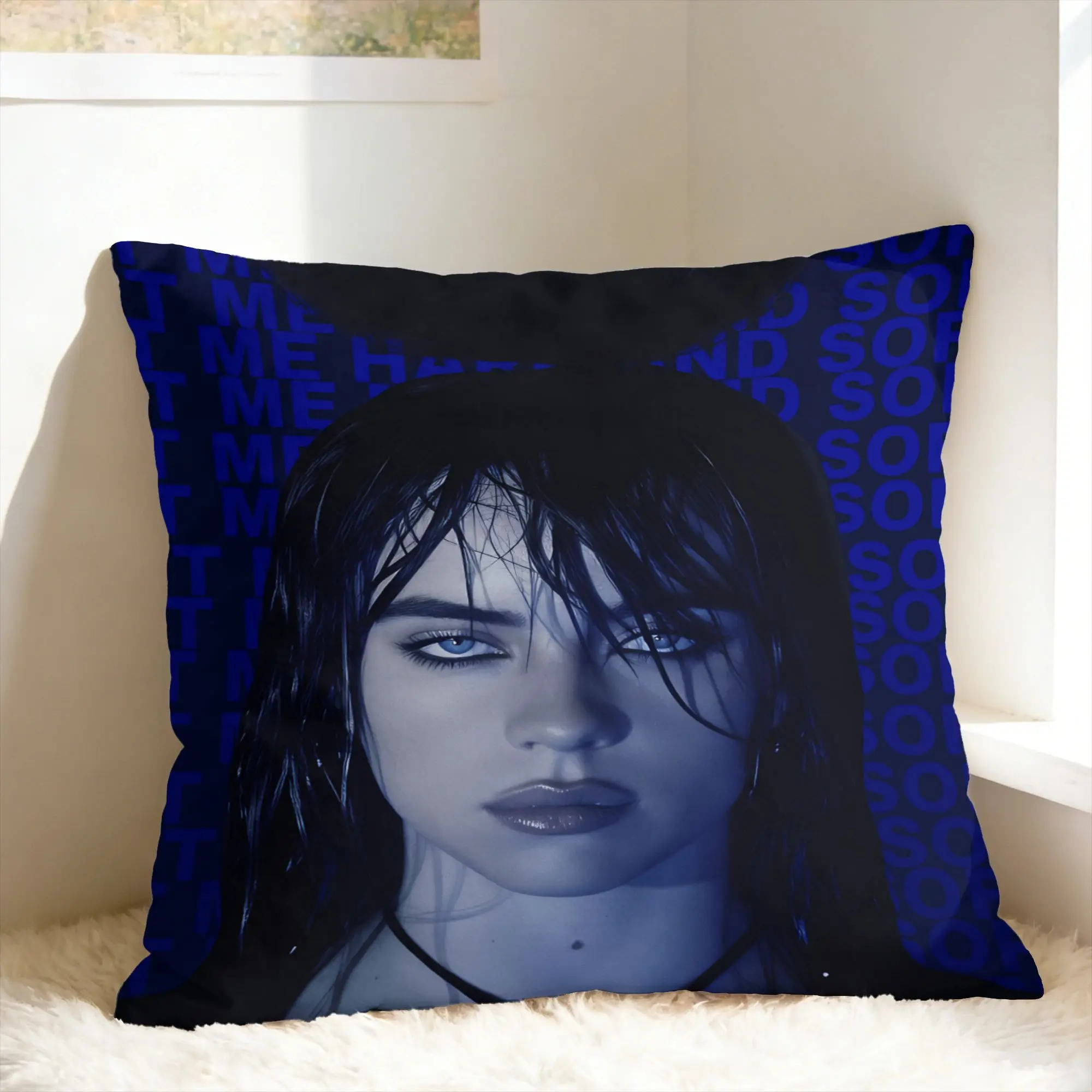 Pillow Cover HIT ME HARD AND SOFT B-Billie E-Eilish  Kawaii Pillow Case For Sofa Bedroom Home Decor Pillowcases