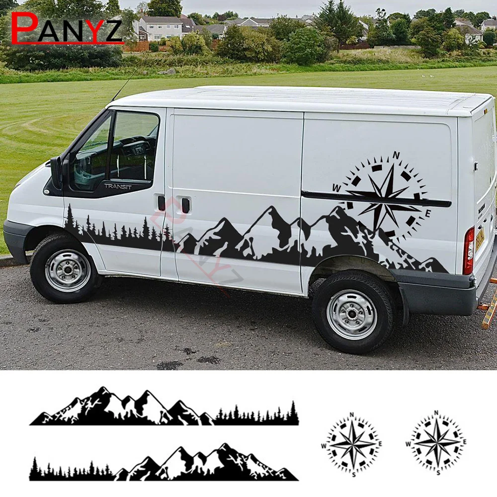 Car Door Stickers Motorhome Camper Van For Ford Transit MK6 MK7 MK8 Tuning Accessories Compass Graphics Vinyl Film Decals