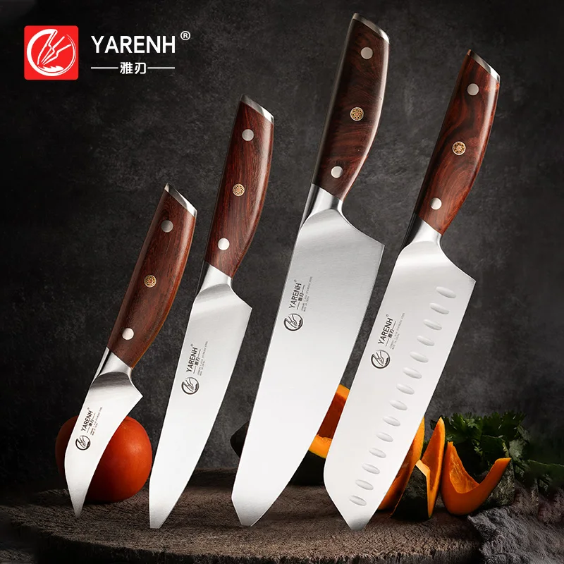 

YARENH 2-5Pcs Kitchen Knife Set Chef Knives High Quality German Stainless Steel Meat Vegetable Utility Paring Santoku Knives Set