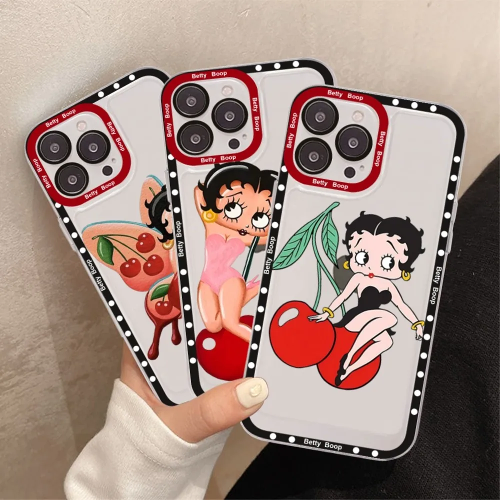 Cute Cartoon B-BettyS Girl For iPhone 16 15 13 14 Pro Max XS XR 12 11 Pro 13 Soft Clear Back Cover