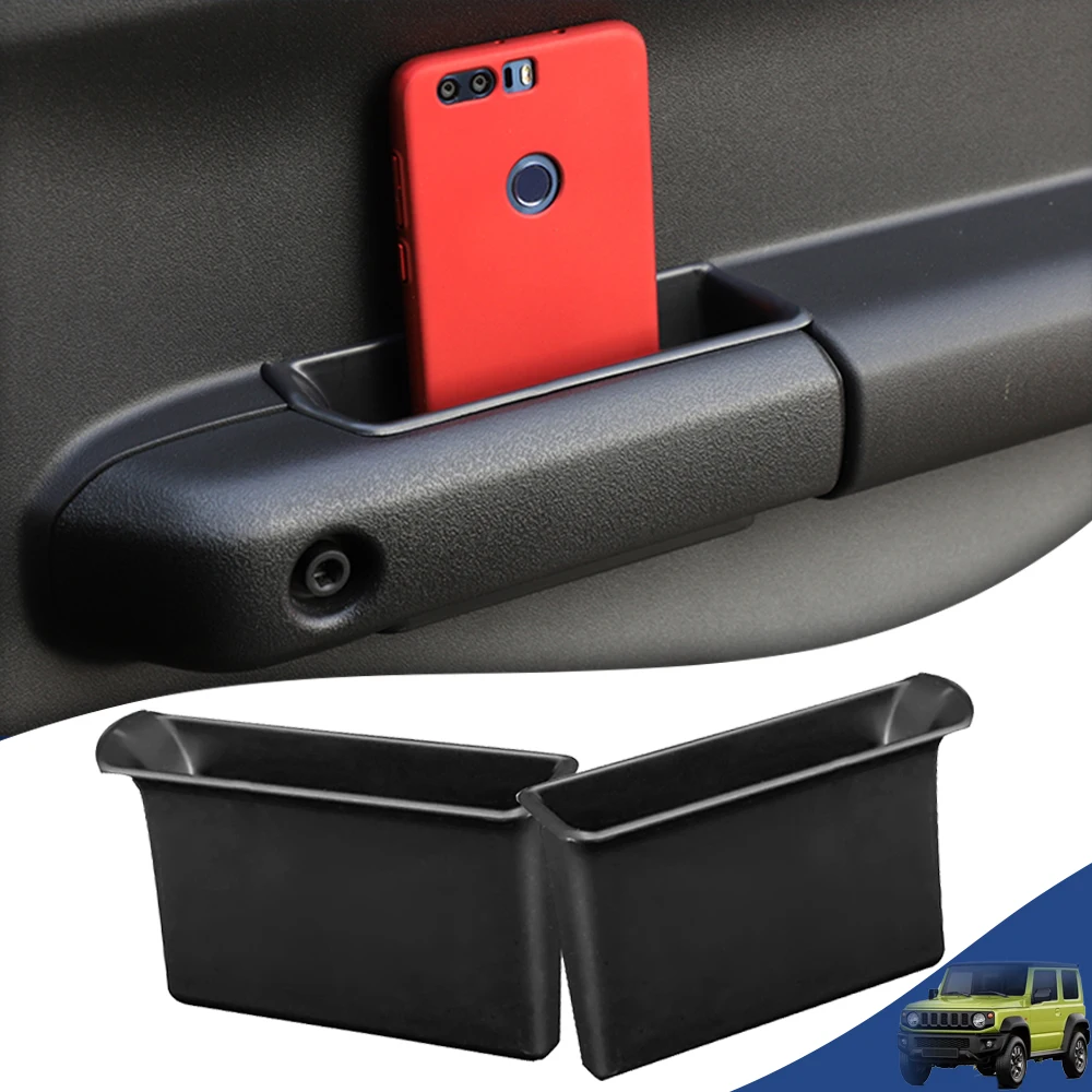 2PCS Car Door Inner Armrest Storage Box Organizer Tray Phone Holder for Suzuki Jimny JB64 JB74 2019-2023 Interior Accessories