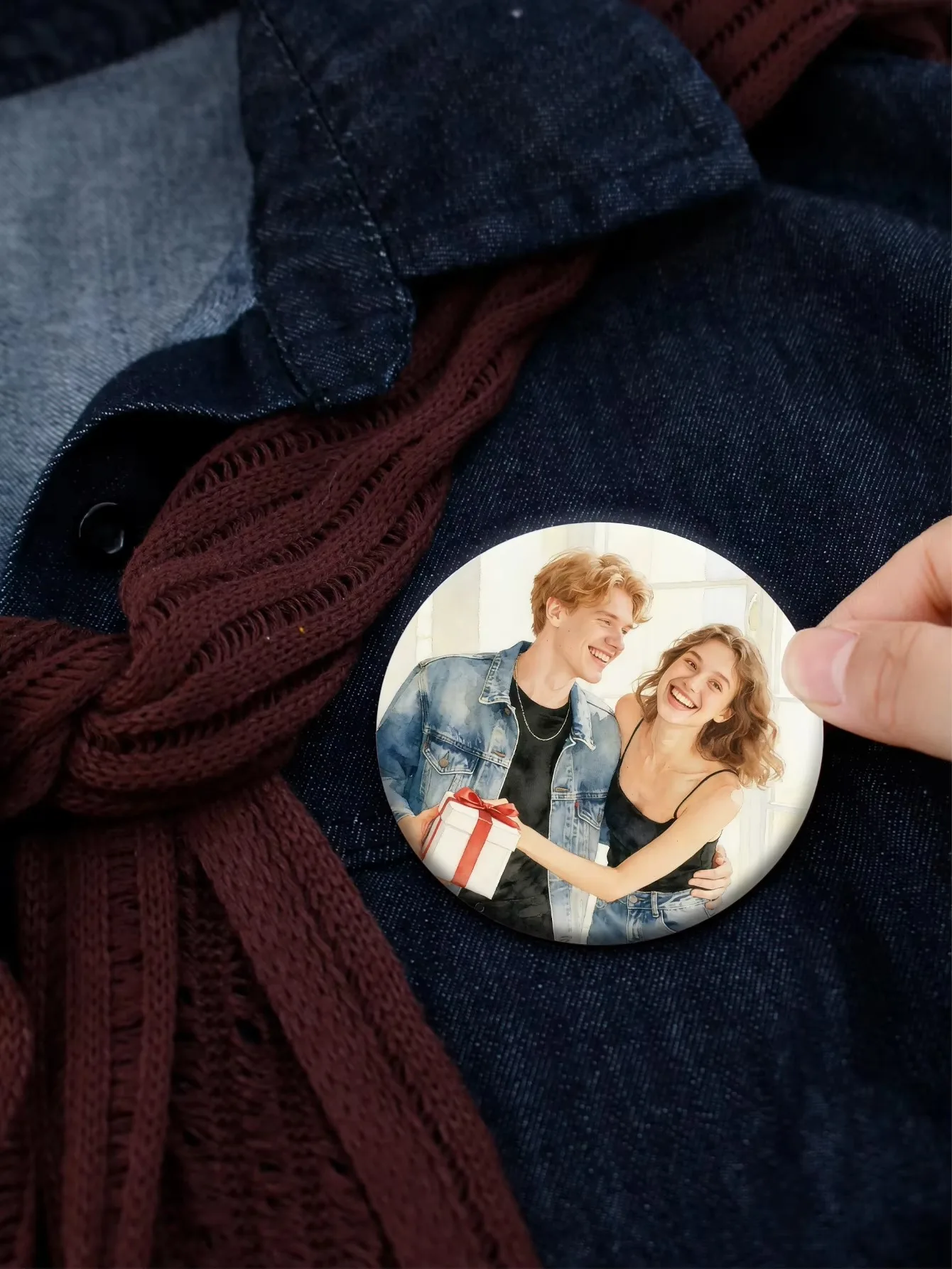 Custom Photo Badge Pin, Bags Jackets And Hats, Trending Gift For Her And Friends, Personalized Picture Button Keepsake