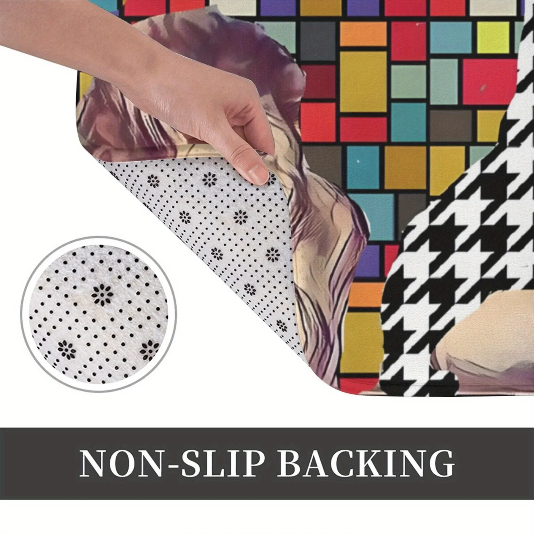 1 ممسحة فنية على طراز لوس أنجلوس - تصميمات هندسية وتصويرية نابضة بالحياة، حصيرة من الفلانيل البوليستر قابلة للغسل في الغسالة لغرفة النوم