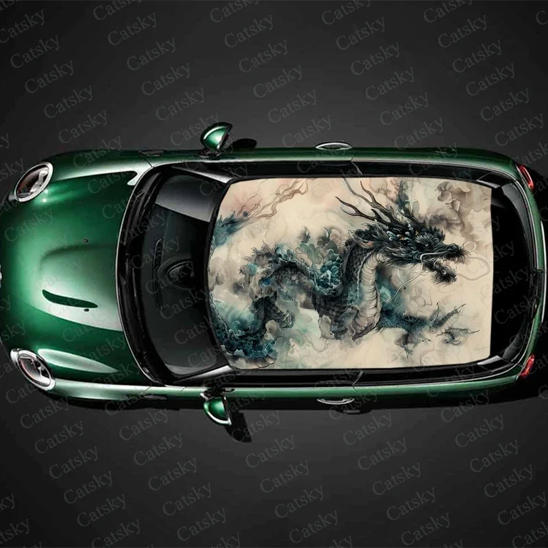 

Chinese Black Dragon Car Roof Sticker Wrap Racing SUV Accessories Packaging Painted PVC Custom Car Graphic Decal