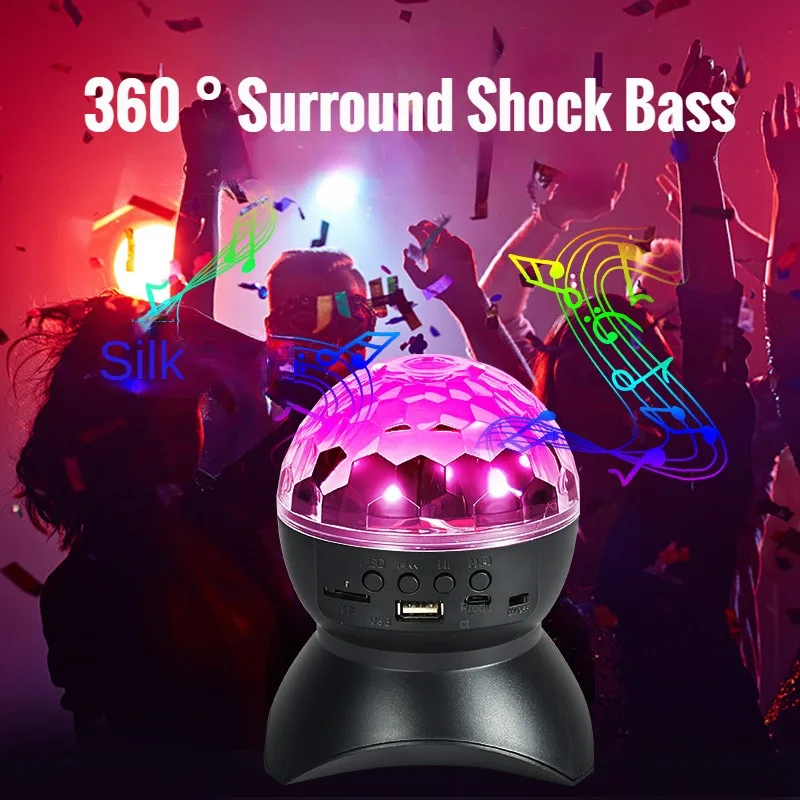 Bluetooth Speaker Stereo Christmas Stage Lights LED Seven-Color Lights Ktv Colorful Lamp Crystal Ball Outdoor Speaker Sound Bar