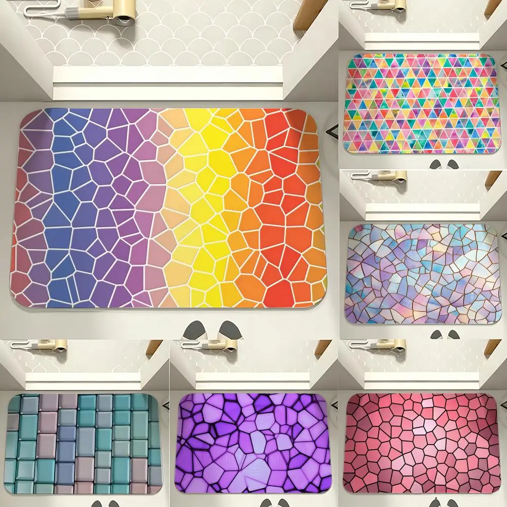Abstract Colorful Mosaic Floor Mat carpet diatom mud bathroom quick-drying absorbent floor mat household bathroom