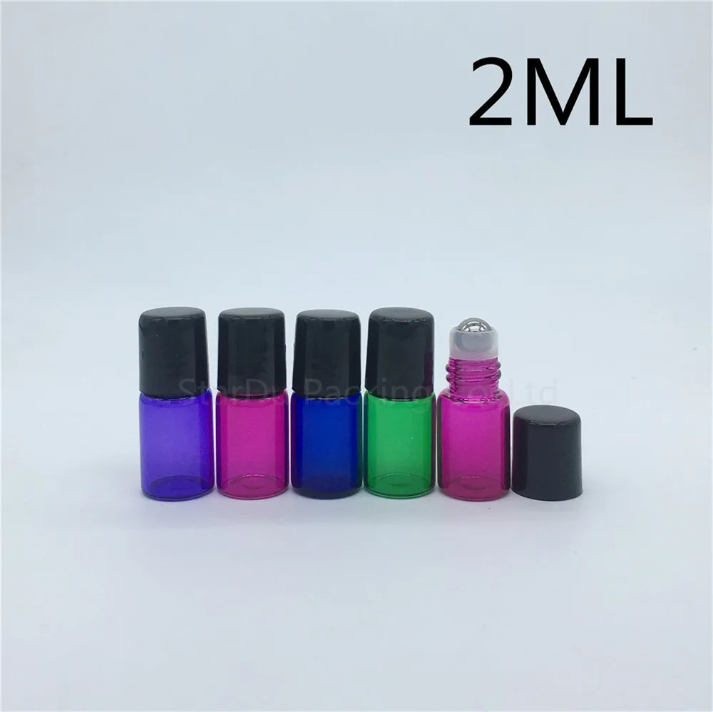 50pcs/lot 2ml Colour Roll On Perfume bottle, 2cc Essential Oil Rollon bottles,  Glass Roller Container