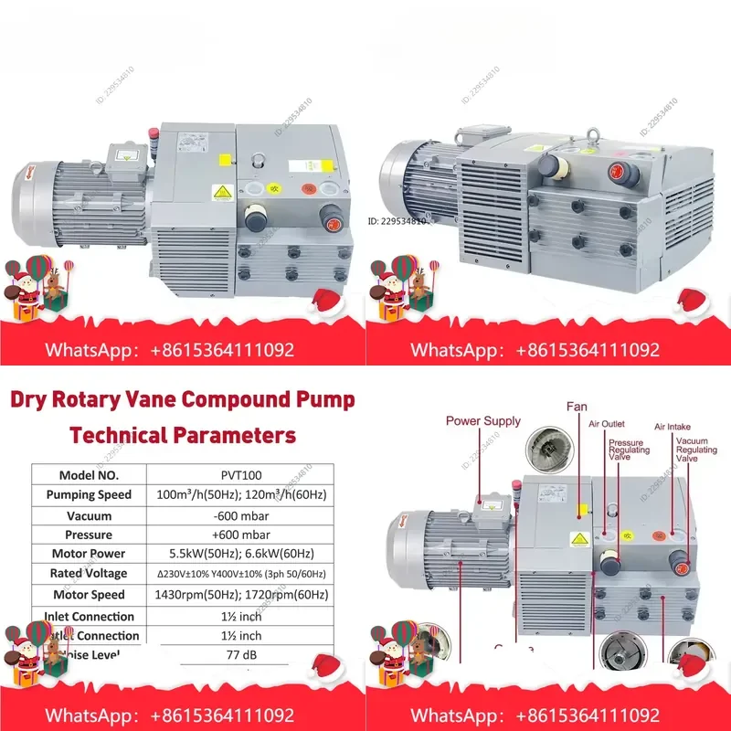 1pc PVT100 Dry Rotary Vane Pressure Vacuum Pump for CNC Router Woodworking Machine Tools Compatible For Model，practical use