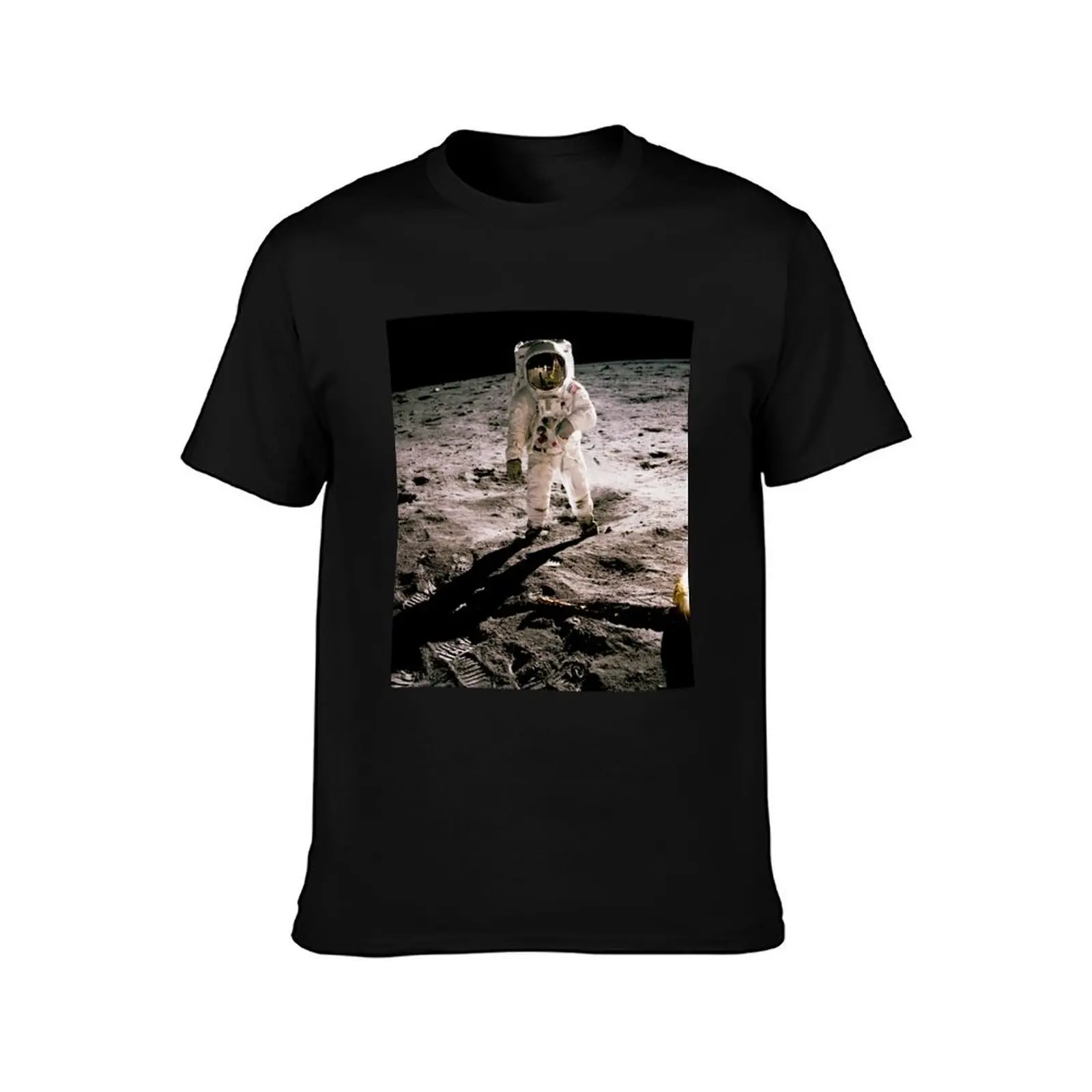 Buzz Aldrin Walking on Lunar Surface As Photographed by Neil Armstrong T-Shirt Summer Casual Cotton Tee Vintage Graphic Print
