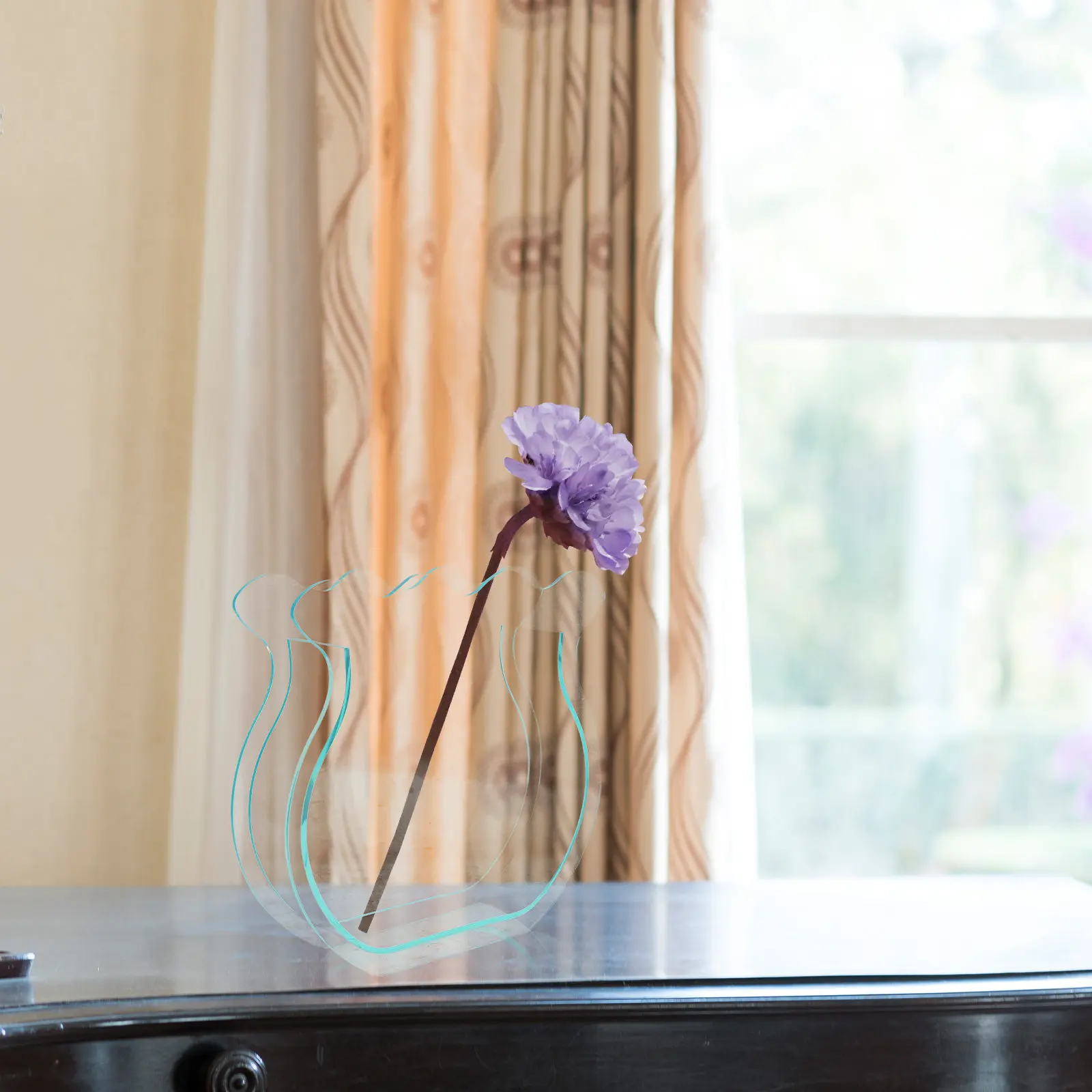 1Pcs Acrylic Flower Vase Semitransparent Blue Creative Home Decorative Hydroponic Plants Pot Desktop Flower Arrangement Ornament