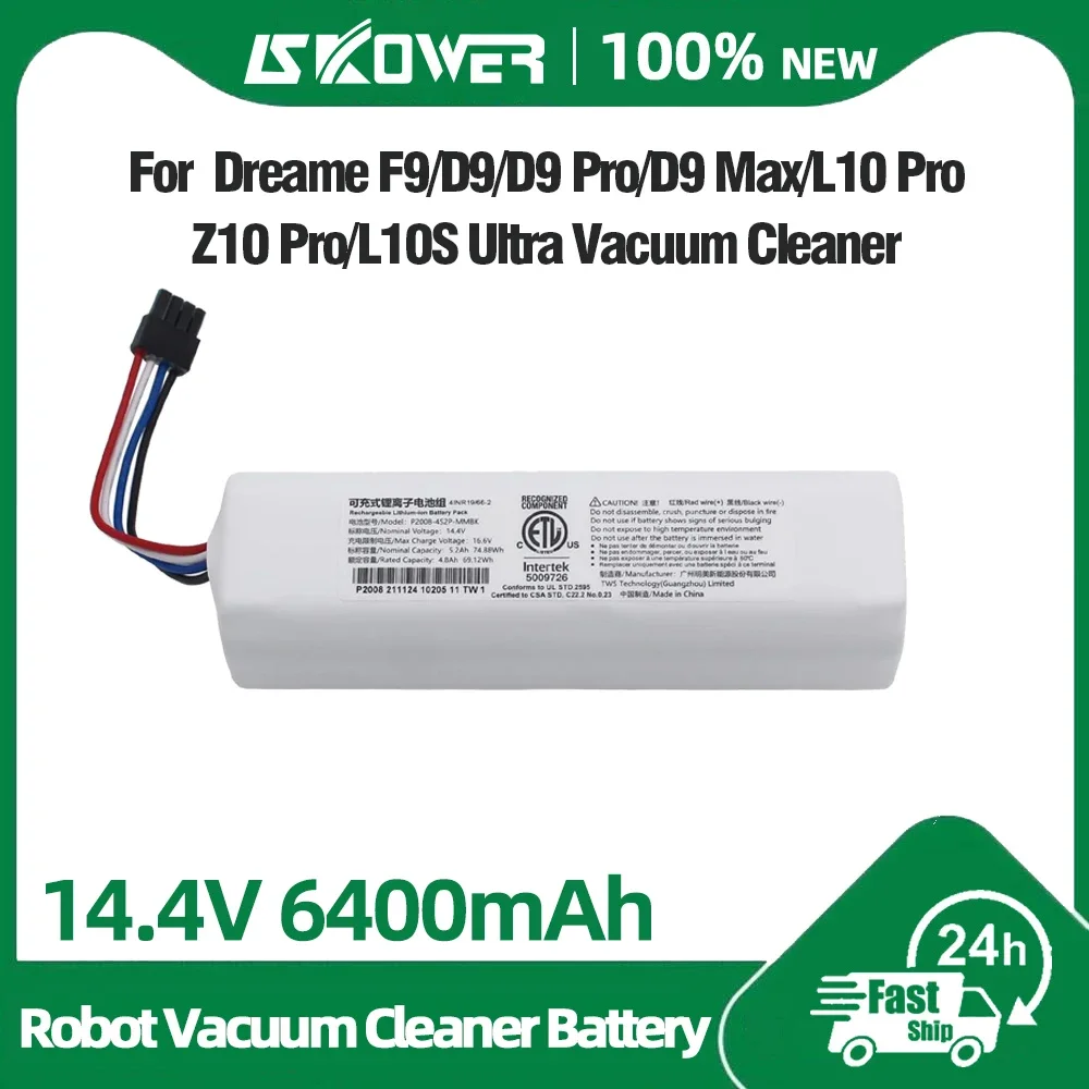 P2008-4S2P-MMBK Battery for Dreame D9 Max F9 Z10 L10 Pro L10s Plus D10s RLS5-BL0 P2150 S10 S20 X10 RL55L Robot Vacuum Cleaner
