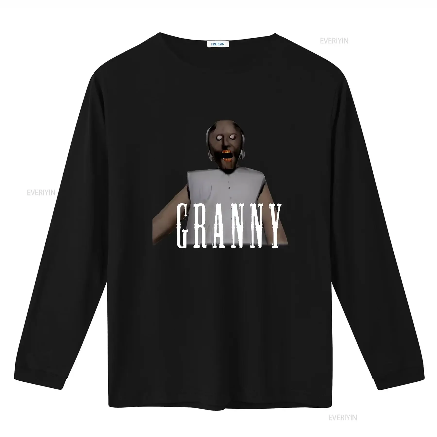 Mobile Horror Game Granny Design T Shirt for Fans Unique and Spooky Print vintage Washed Stretched homme Unisex