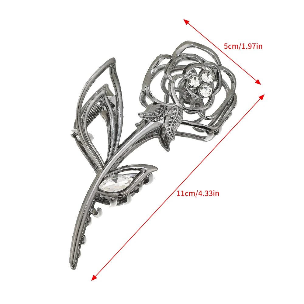 AWAYTR Hollow Rose Flower Hair Claw Crab Clip Women Elegant Peatl Metal Hiarpin Hairgrip Barrettes Headwear Hair Accessories