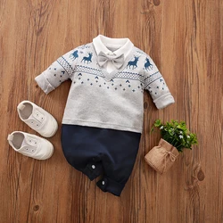 Spring And Autumn Boys And Girls Handsome Gentleman Formal Cotton Comfortable Long Sleeve Baby Bodysuit