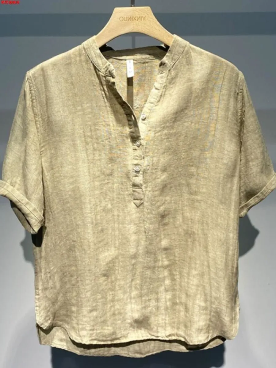 camisa-masculina-de-linho-retro-americana-com-gola-redonda-e-manga-curta-tamanho-grande-moda-verao-solta-com-bolso-e-lenco-de-bolso