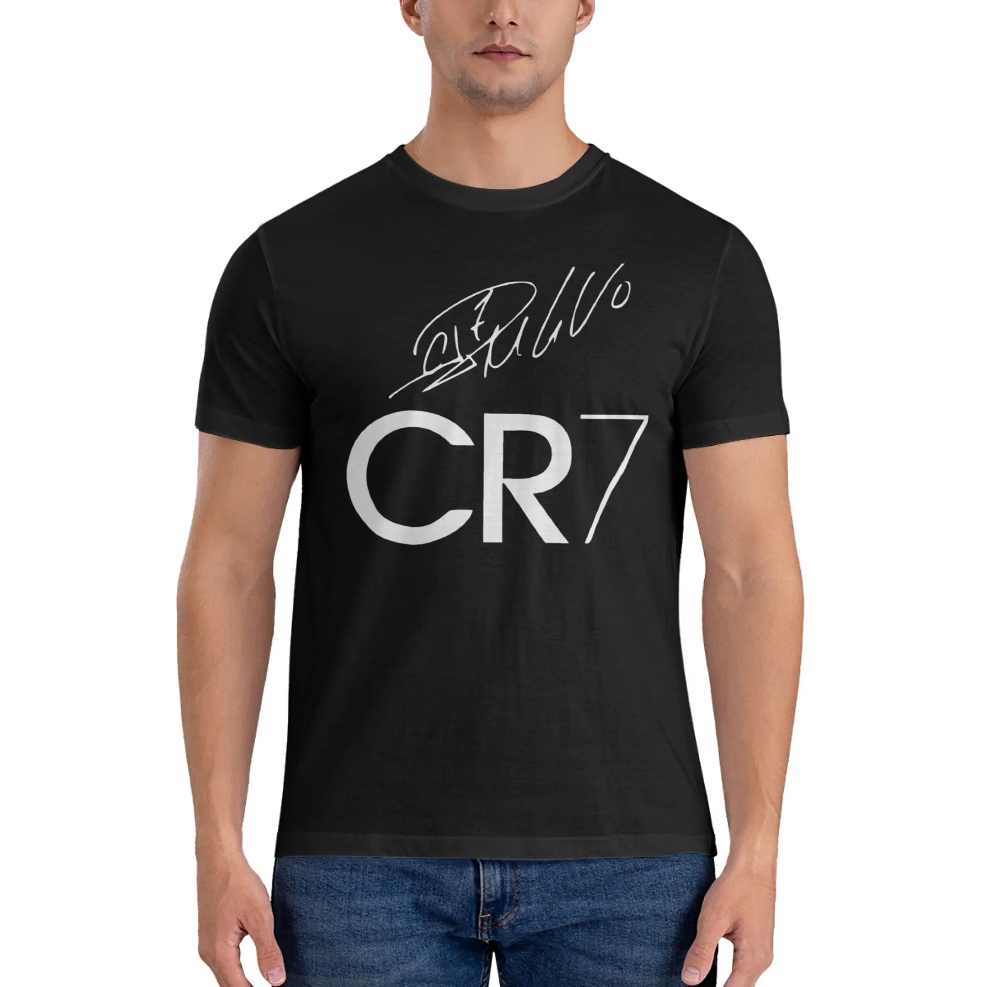 تي شيرت كرة القدم رونالدوس CR7 المميزة للرجال من القطن الخالص لمحبي كرة القدم تي شيرت بأكمام قصيرة تي شيرت ملابس بقصة ضيقة هدية #3