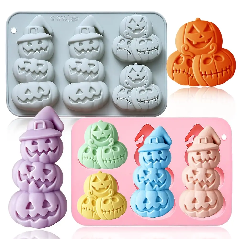 Kürbis-Silikonform für Halloween-Schokolade und Süßigkeiten, Kürbisförmige Backform für Halloween, Gelee, Eiswürfel, Kekse – Detail 7