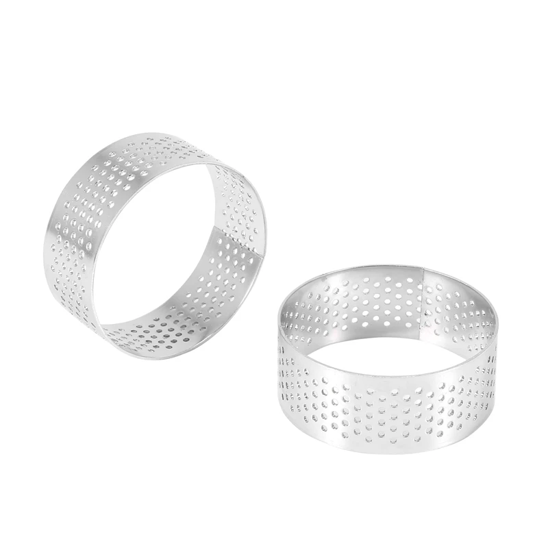 Anillo de acero inoxidable para tartas y Mousse, anillo perforado resistente al calor, anillo redondo para hornear, herramientas para rosquillas, 5Cm, 10 paquetes