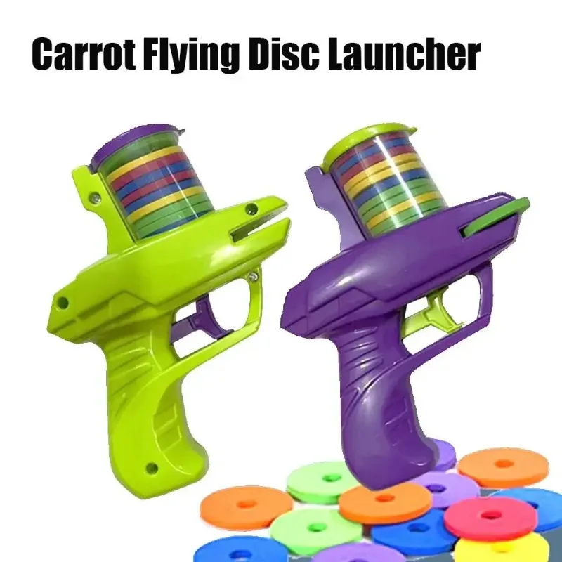 Mini แครอท Flying Disc Launcher ปืนของเล่น Eva Battle กลางแจ้งหลายคนกีฬา Bullet ปืนความปลอดภัยแครอท Flying Saucer Gun