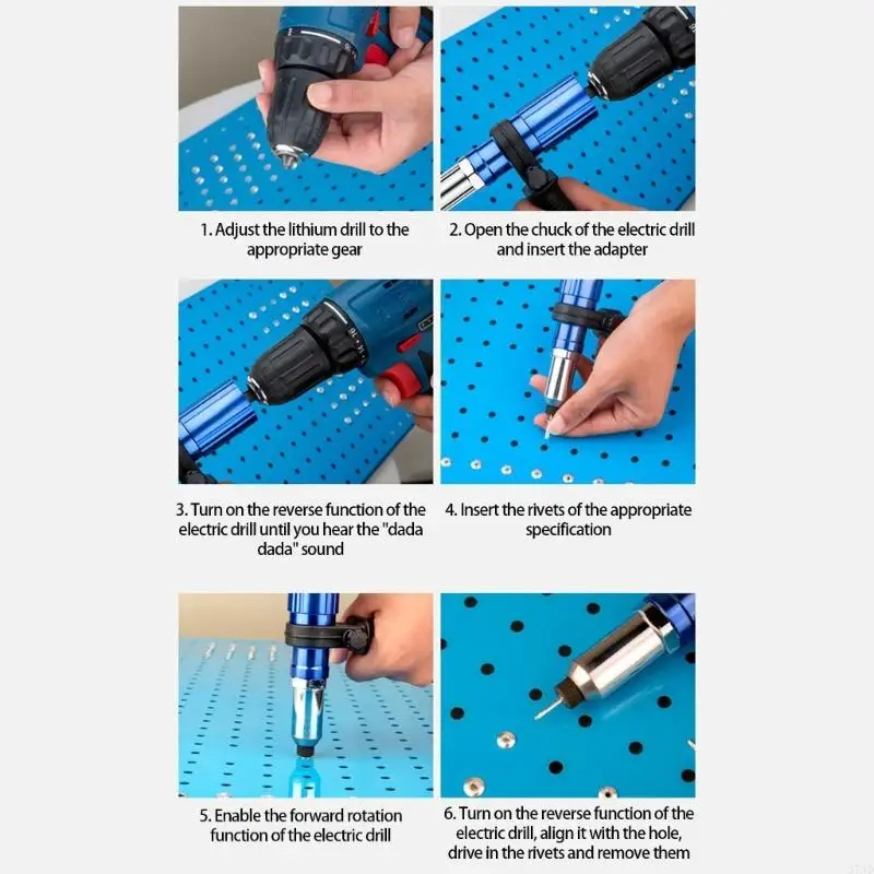 Portable Rivet Tool Converter for Electric Drill Practical Alloy Steel Construction Hexagonal Rod 37JD