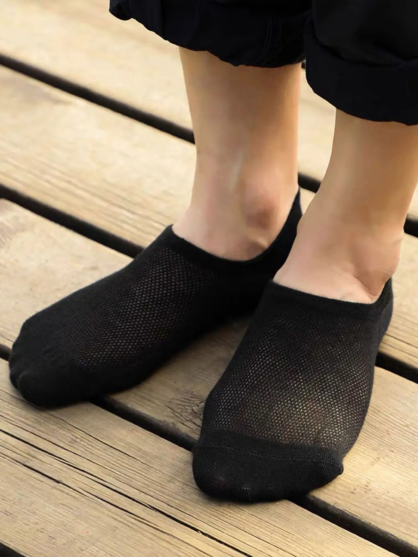 10Pairs Bamboo Socks Thin Summer Men\'s Invisible Socks Absorbent Deodorant Harajuku Bamboo Fiber Mesh Short Sock Black Plus Size