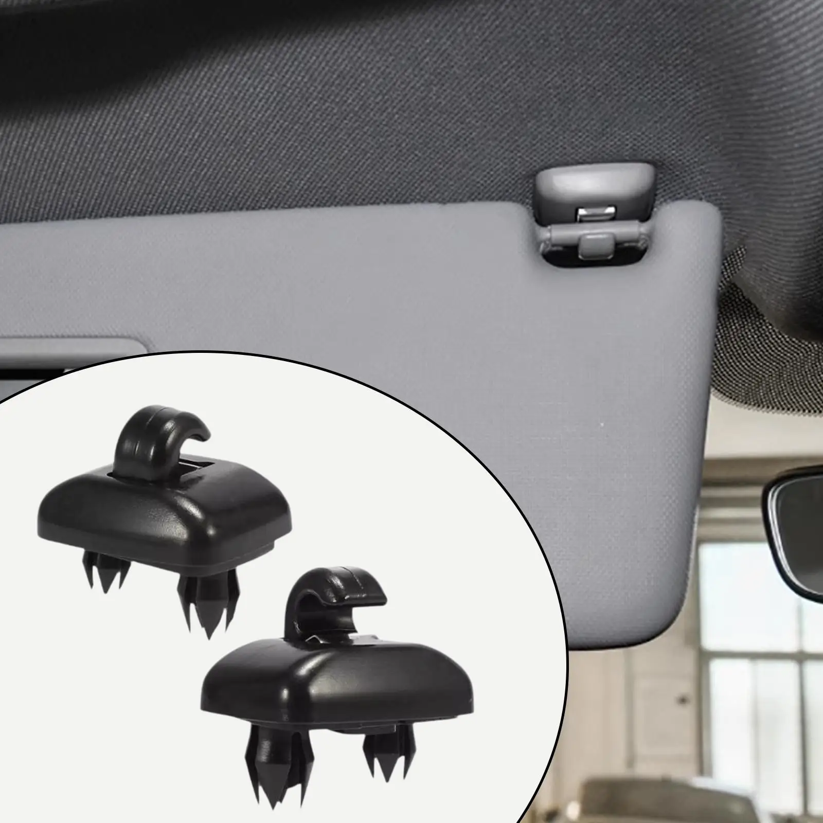 

2x Sun Visor Hook Clips Black 8E0857561 Directly Replace Fixed Clip Buckle Retainer Hook Bracket for Audi A1 A3 Q3 Q5 A4 A5 A7