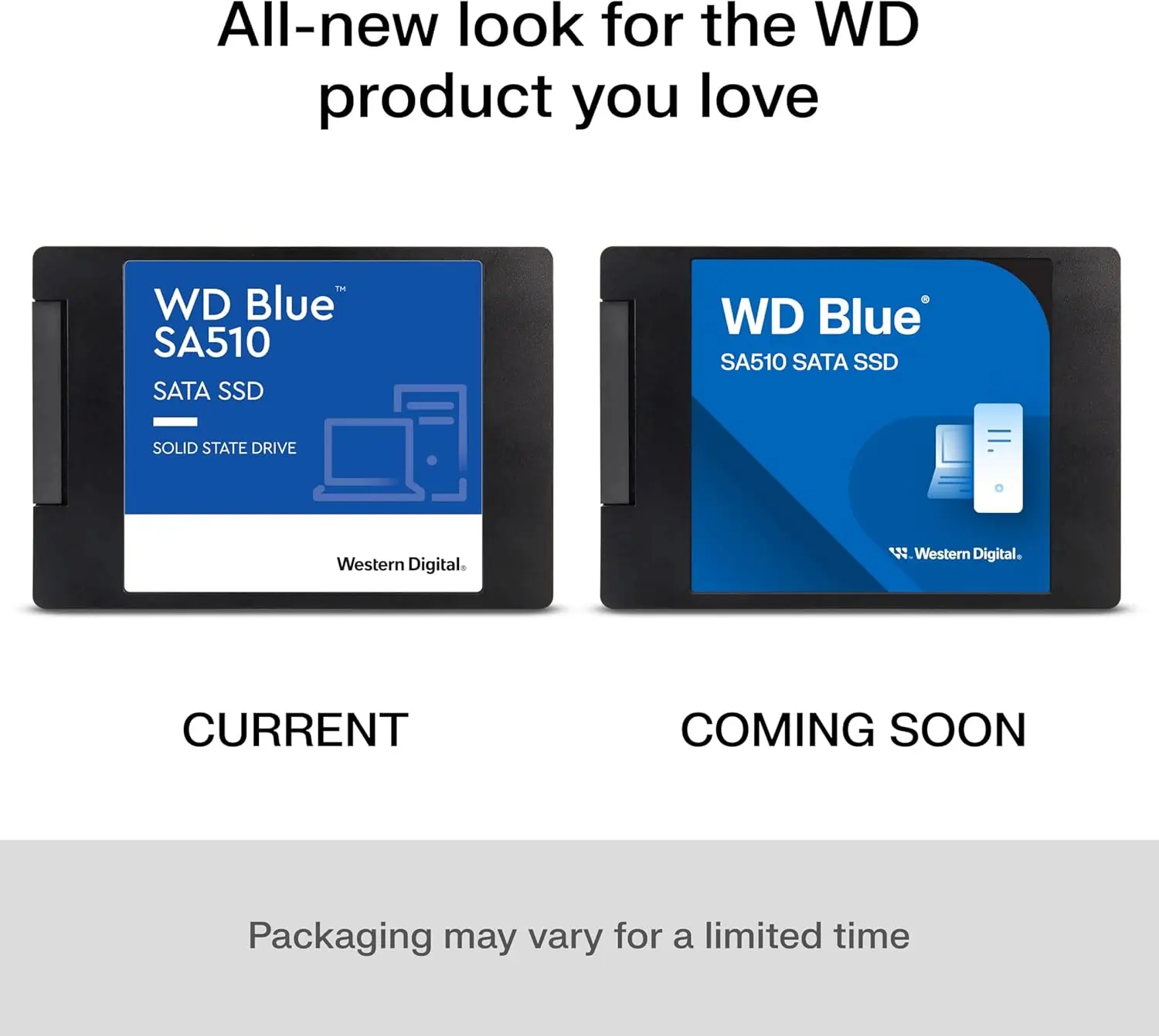 Unidad de Estado Sólido Interna Western Digital WD Blue SA510 SATA de 500GB, 1TB, 2TB, 4TB - SATA III 6 Gb/s, 2.5"/7mm, Hasta 560 MB/s