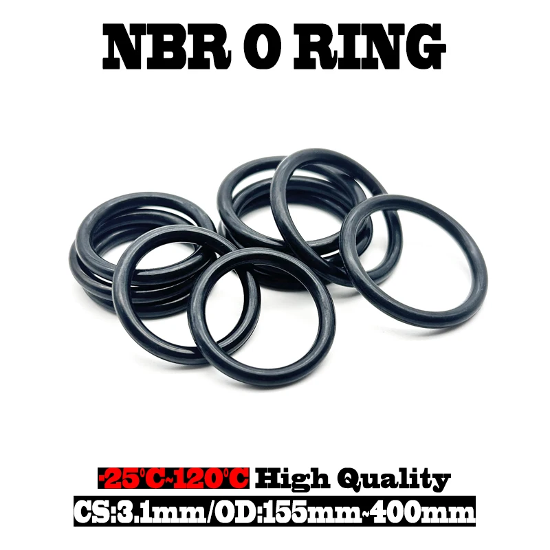 

Black NBR O-Rings CS 3.1mm OD 155mm ~ 400mm Oil & Fuel Resistant Seals for Automotive/Hydraulic Systems Nitrile Rubber Gasket