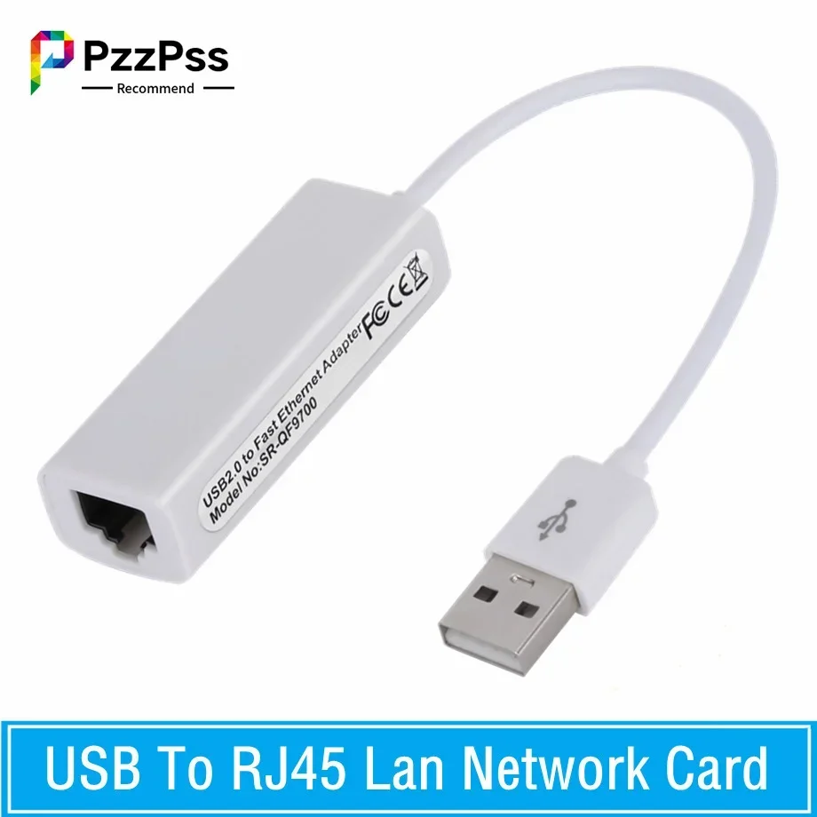 

PzzPss USB 2.0 to RJ45 Lan Network Card 10/100Mbps Ethernet Adapter For Macbook Laptop PC Windows 7 8 10