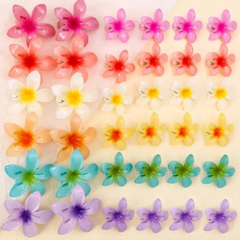 Sweet Gradient Flower Acrylic Duck billed Clip for Women Girls Hairpins Fashion Summer Beach Hawaiian Headwear Hair Accessories