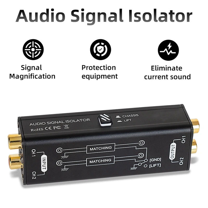 Professional Audio Signal Isolator Audio Current Noise Filter Remover RCA Interface Plug And Play Passive Isolator