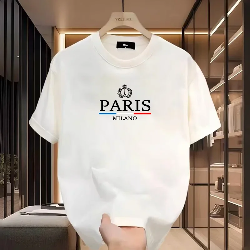 2024 Summer Paris New LOGO T-shirt Men's Classic Fashion Summer Top Harajuku O-collar T-shirt Male Clothing