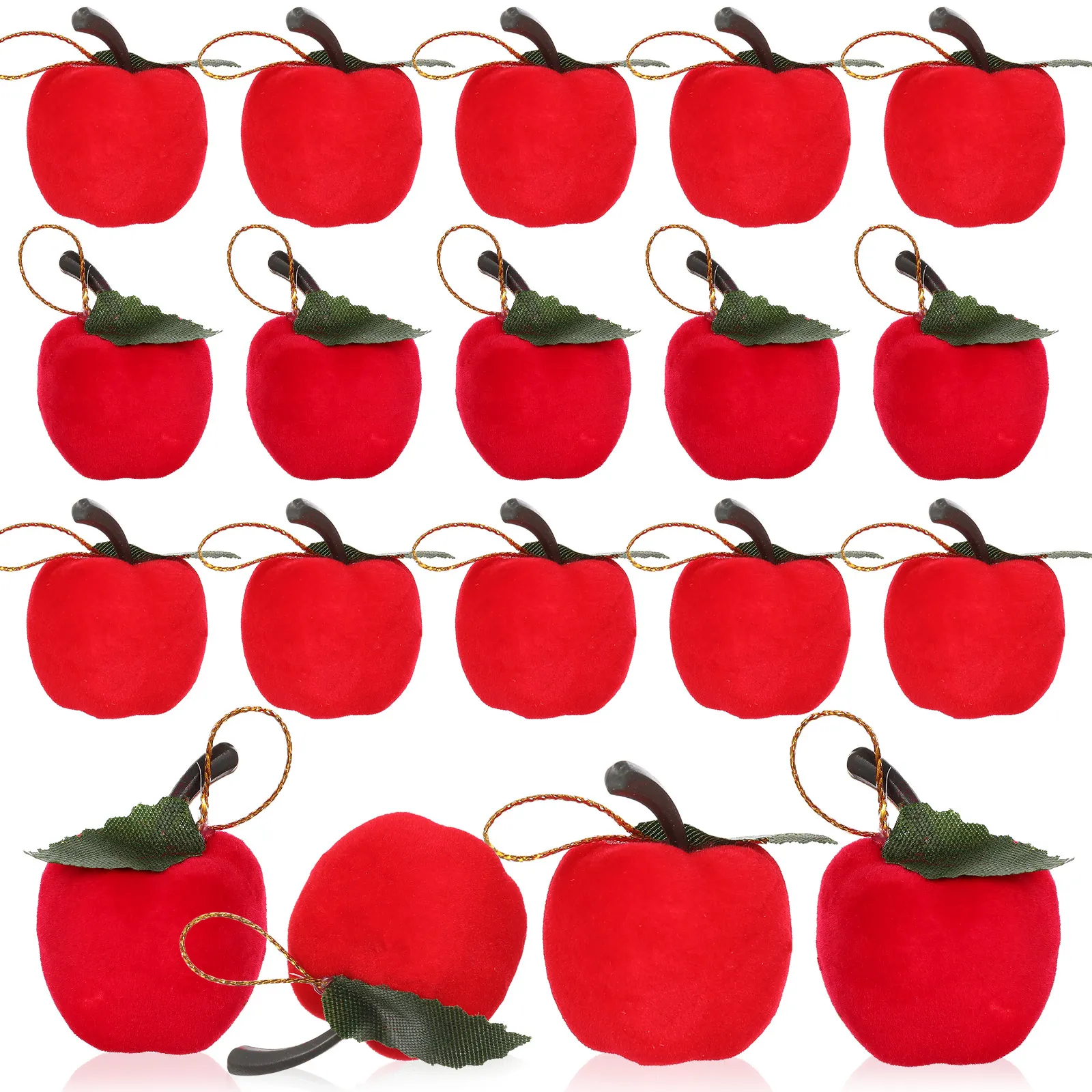 

24 Pcs Red Apple Pendant Christmas Ornaments Hanging Apples Decorations Indoor Wooden Xmas Fake