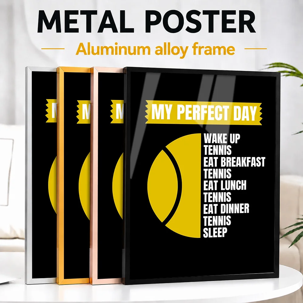 Funny Tennis For Framed Metal Print Customized Photo Dynamic Grand Slam Style Wall Art For Game Room Thoughtful Supporter Gift