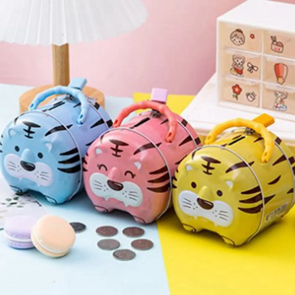 Practical Large Capacity Tiger Piggy Bank Cute Safe Children Saving Box With Lock Anti-fall Wedding Candy Box Collecting Box