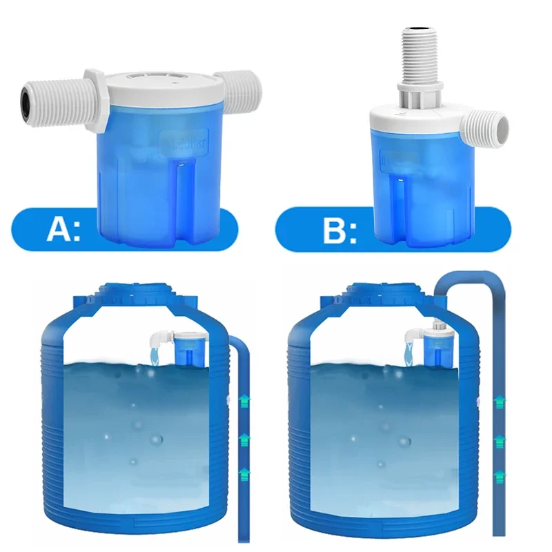 JYW 1/2'' 3/4'' 1'' New Transparent Horizontal Water Level Control Mini Valve Automatic Overflow Plunger Small Tank Valve