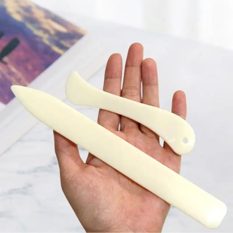 Leather Craft Bone Folder 2Pcs Hand Sewing Tool Scoring Folding Creasing Edges For Leather Paper Plastic Handmade Projects view 3