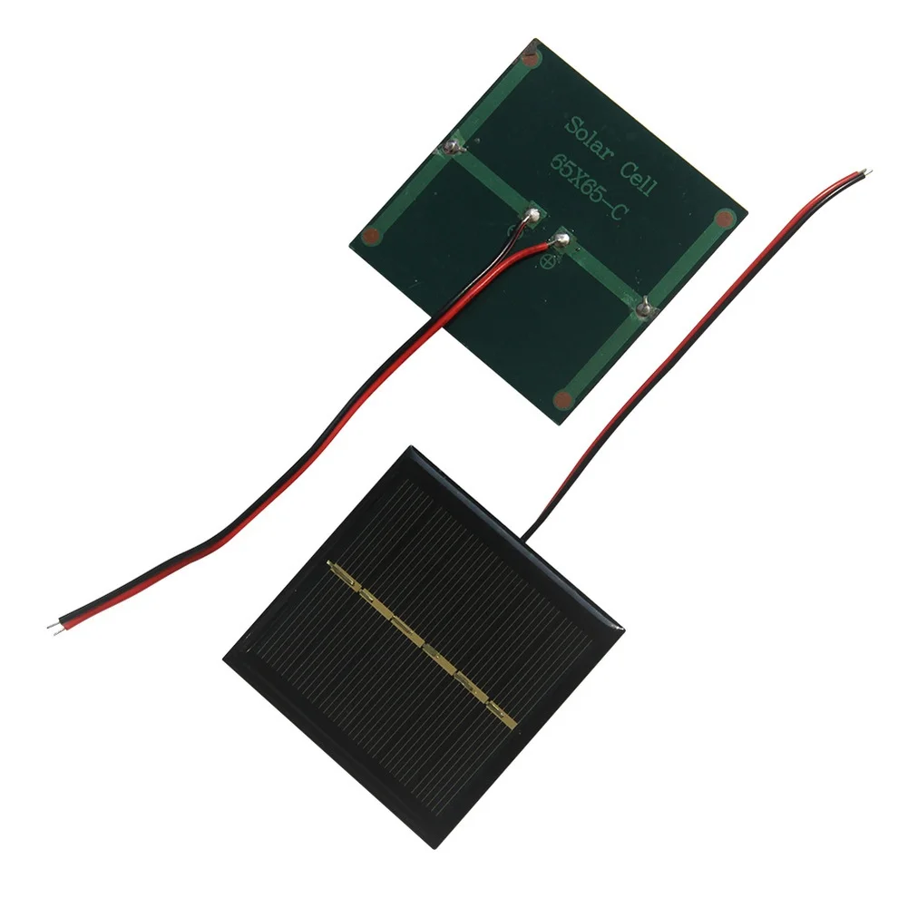 0.6W 3V Solar Panel 65x65mm Polycrystalline Design with 15cm Wire for Toy Lights Battery Charging Applications