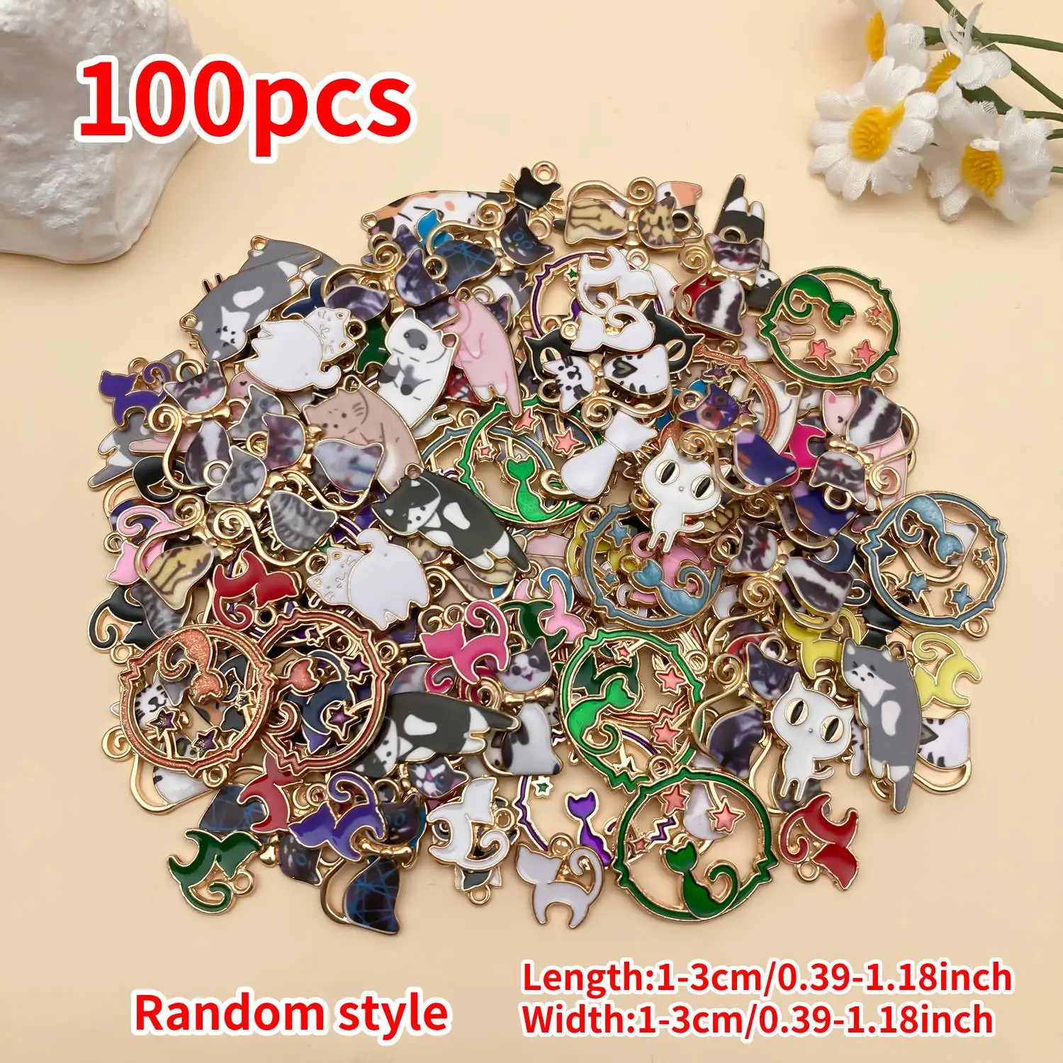 20/50/100pcs Enamel Charms Random Mixed Cat Alloy Pendants,Suitable For Diy Necklace,Earring,Jewelry Making Fashion Accessories image 6