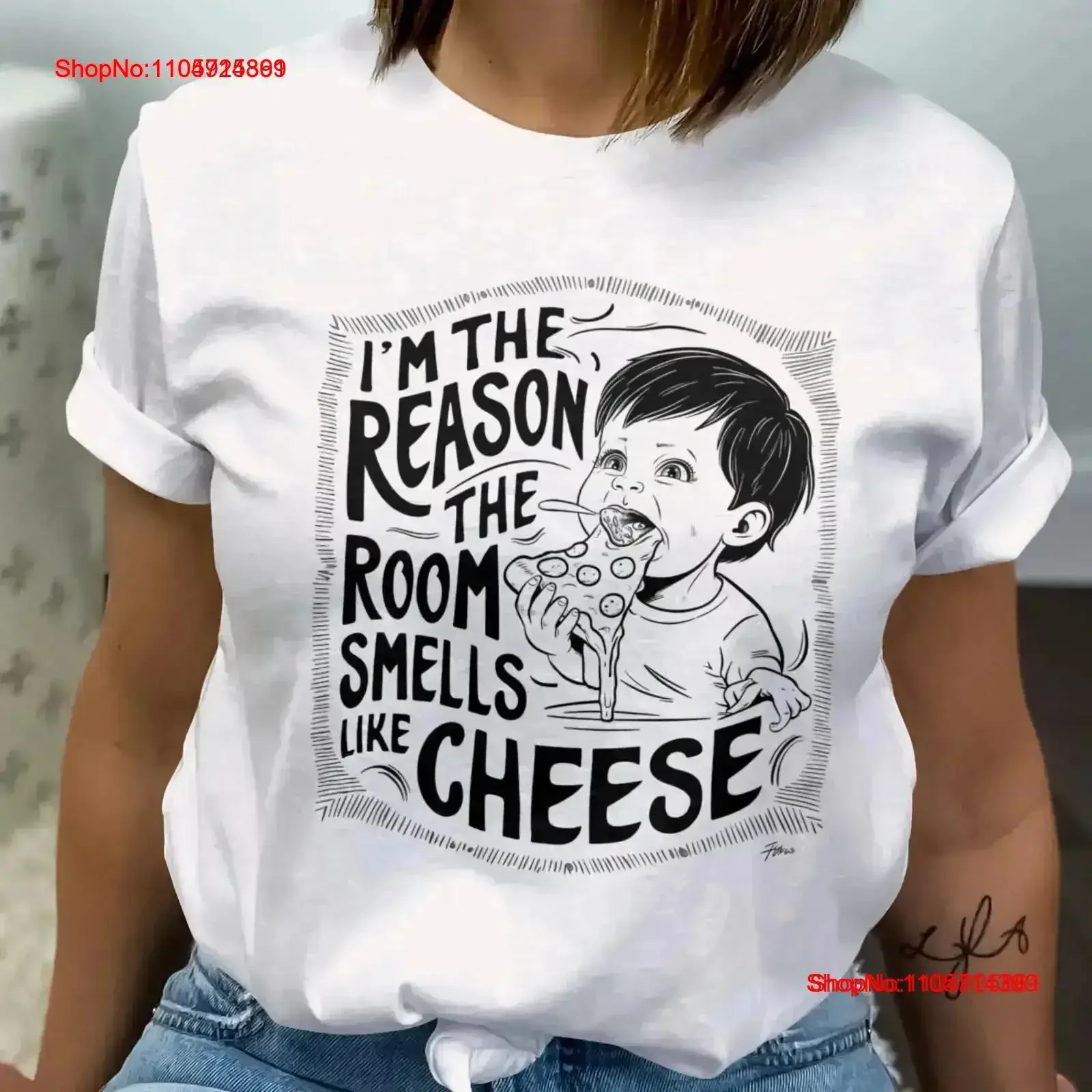 Funny I'm The Reason Room Smells Like Cheese T Shirt Humorous Pizza Lover Quirky Kids vintage Washed Breathable Stretched homme