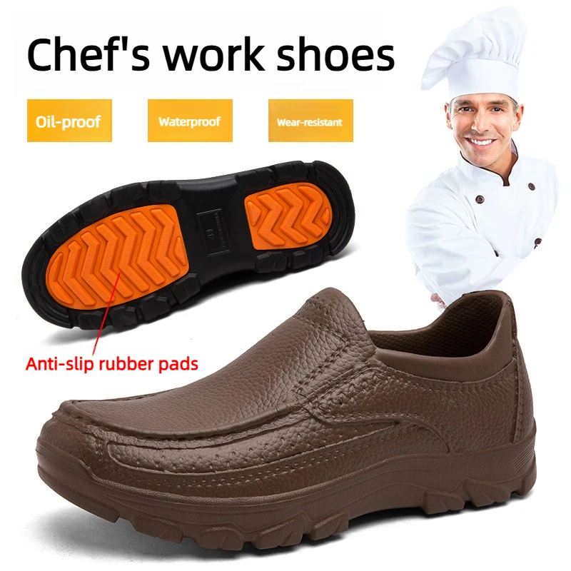 Men's Chef Shoes Waterproof and Oil-proof Kitchen Work Shoes Ultra-light Non-slip EVA Soft-soled Casual Men's Shoes Garden Shoes
