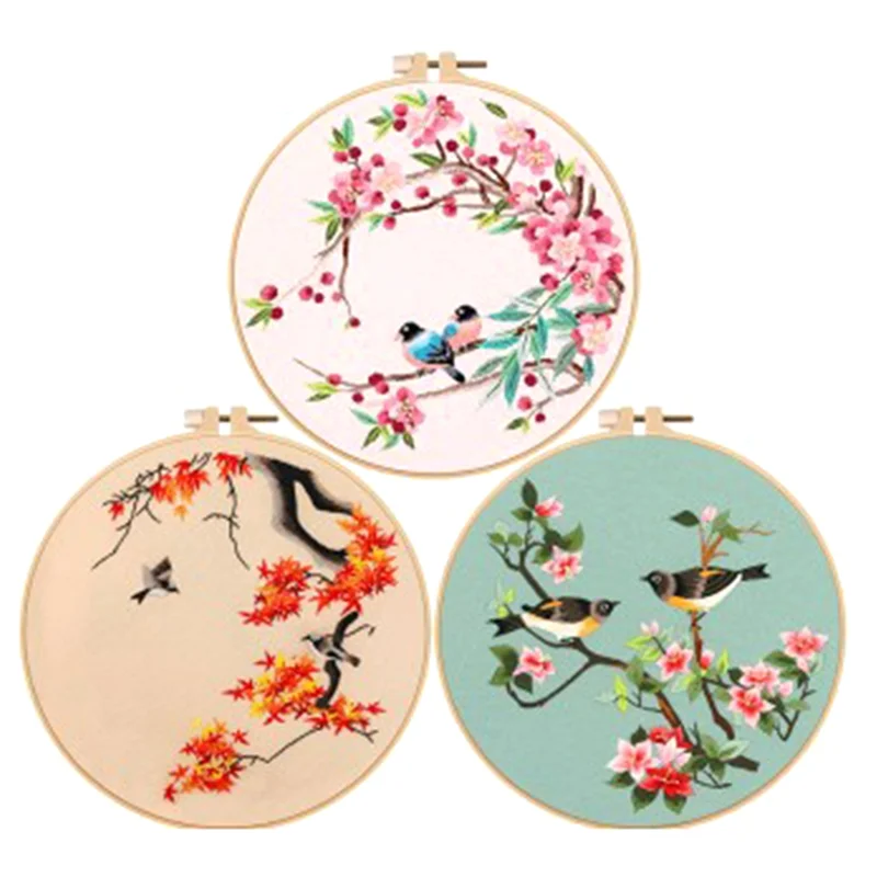 

A67M-3 Sets DIY Embroidery Set For Beginners Adults , Includes Holiday Cat, Hoop, Color Threads, Tools, Durable Fine Workmanship