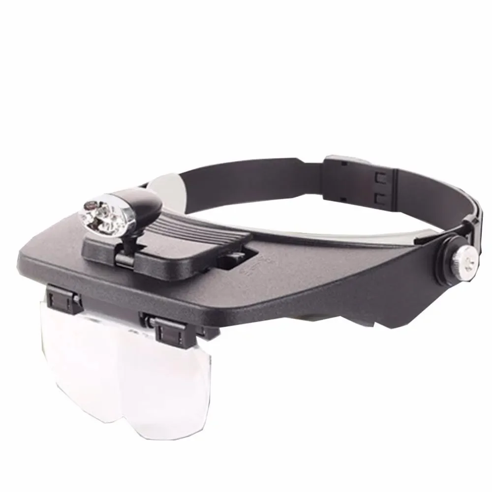 

Headband Magnifier Lamp With Led Illuminated Loupe Repair Reading Jewelry Helmet Magnifying Glasses 1.2x 1.8x 2.5x 3.5x