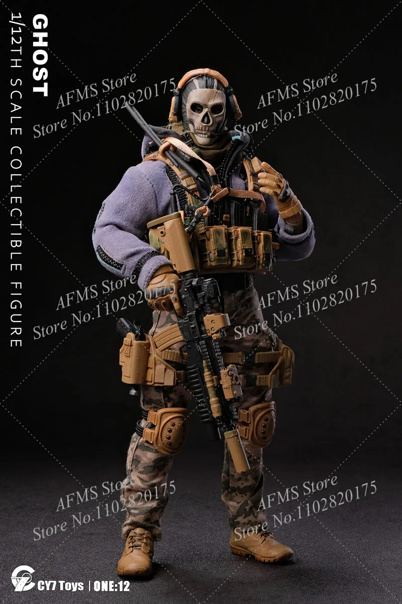 CY7 TOYS 1/12 Scale Collectible Figure Ghost Mini Military War Collection Dolls Full Set 6Inch Male Soldier Action Figure Model