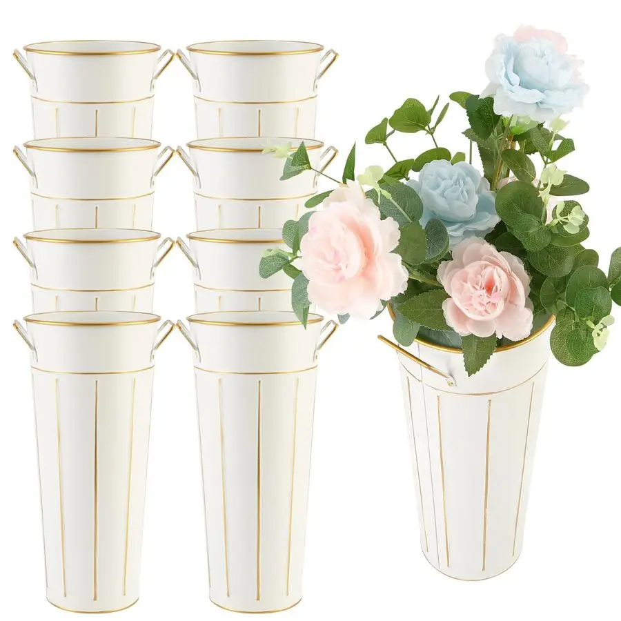 

Pcs 11.8 Inch Tall Galvanized Flower Bar Buckets with Handles Tin Metal Vase for Home Decor, Wedding Centerpiece, T Customizable