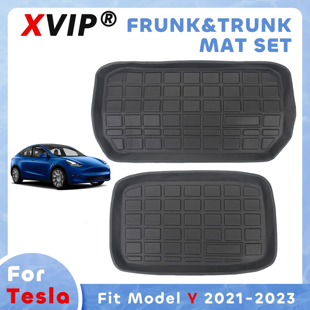 XVIP Frunk Trunk Mats Front Rear Trunk Mats Pad TPE Waterproof Non-Slip Durable Cargo Liner Interior For Tesla Model Y 2021-2023