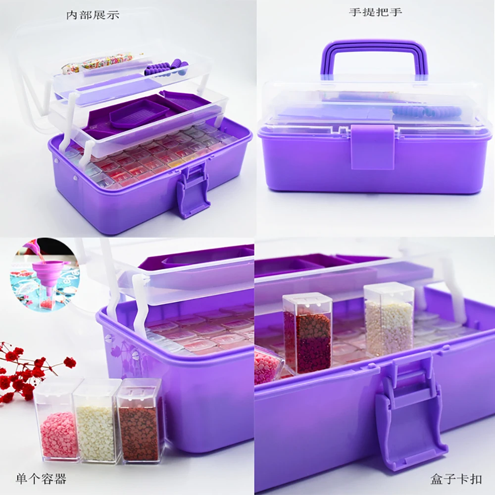 Storage Boxes for Diamond Painting Tray With Diamonds Acrylic Paintings to Paint Crafts Brush Tip Pens Sets Makeup Organizer Box