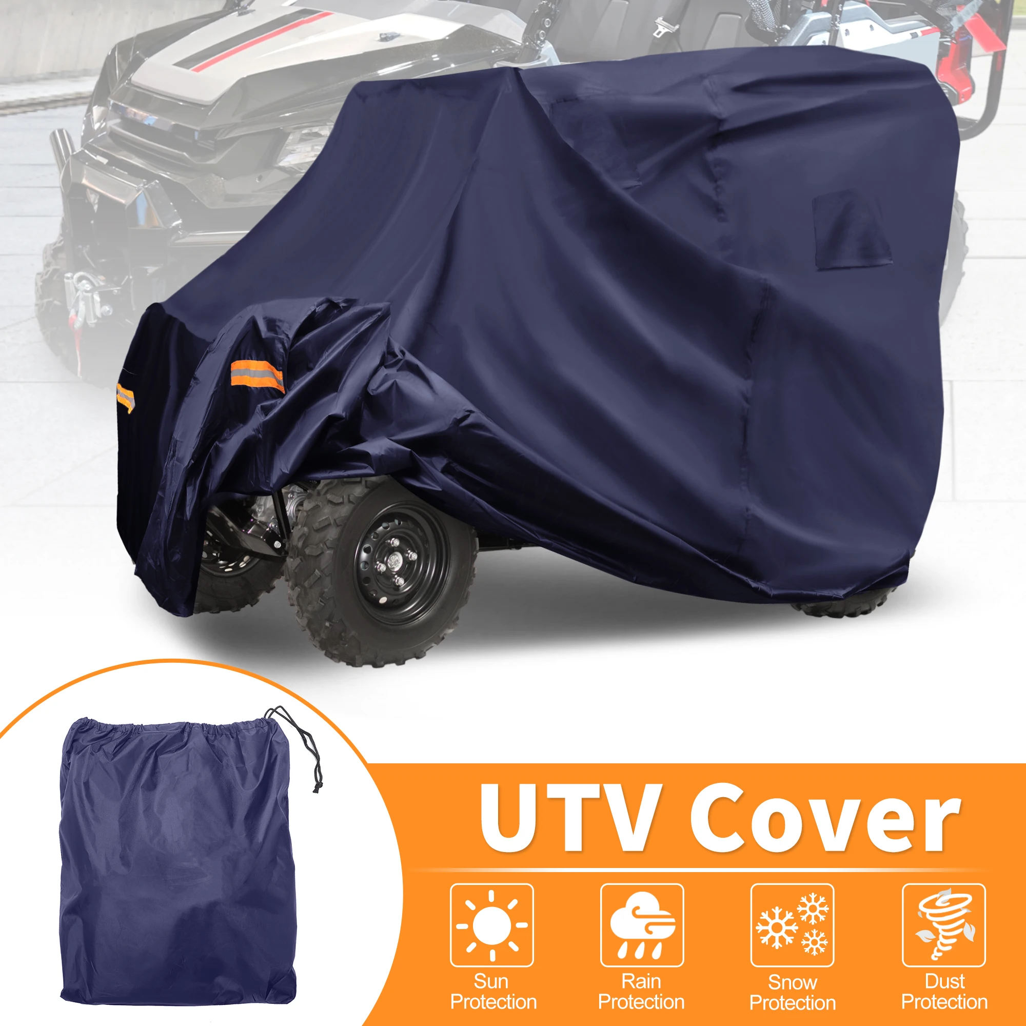 غطاء UXCELL مقاوم للماء UTV يغطي جنبًا إلى جنب لهوندا بايونير 1000-5 أزرق داكن