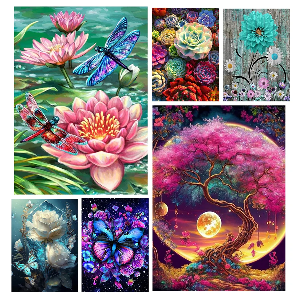 

5DDIY Diamond Painting Colorful Butterfly Tree Cross Embroidery Craft Set Mosaic Diamond Embroidery Flower Children's Gift